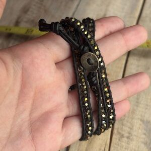Chann Luu Crystal & Leather Wrap Bracelet
